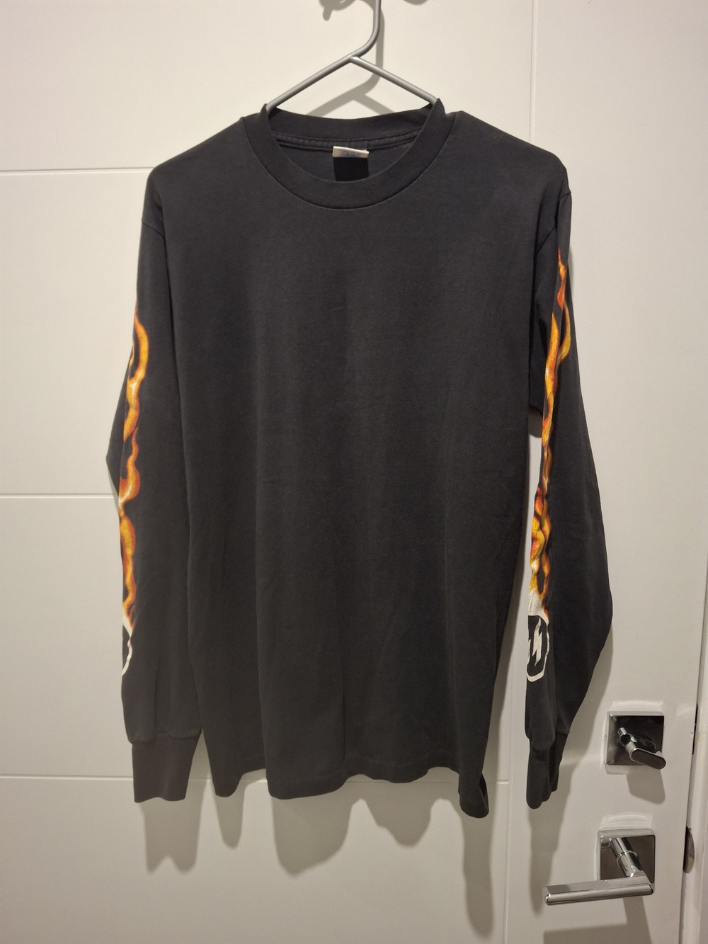 Black Long-Sleeve Flame Graphic Tee
